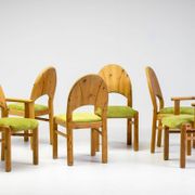 The Modern Scandinavian Oregon Pine Mid-Modern Dining Set - 4 Accent Chairs and 2 Armchairs