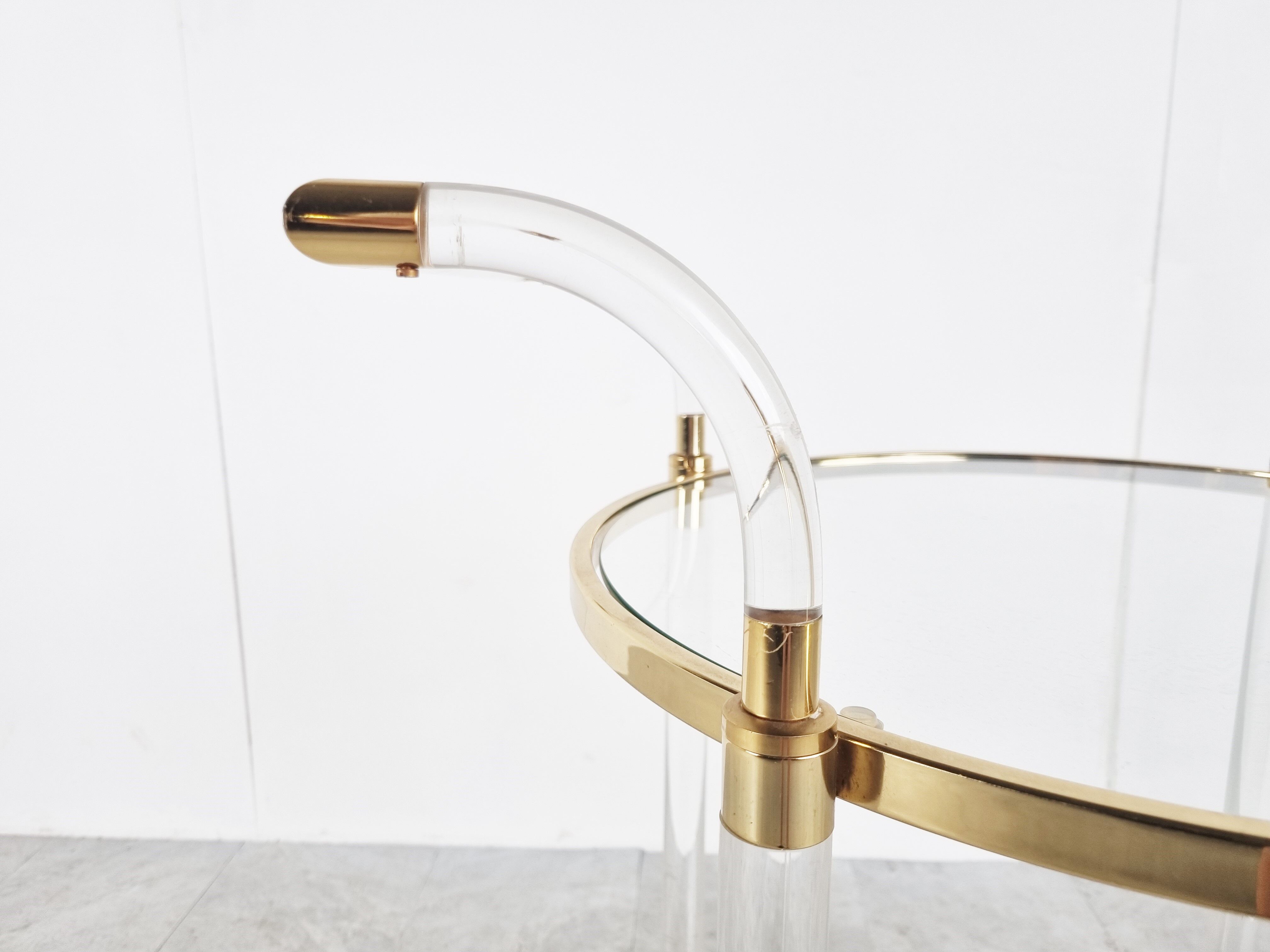 Brass and lucite drinks trolley, 1970s