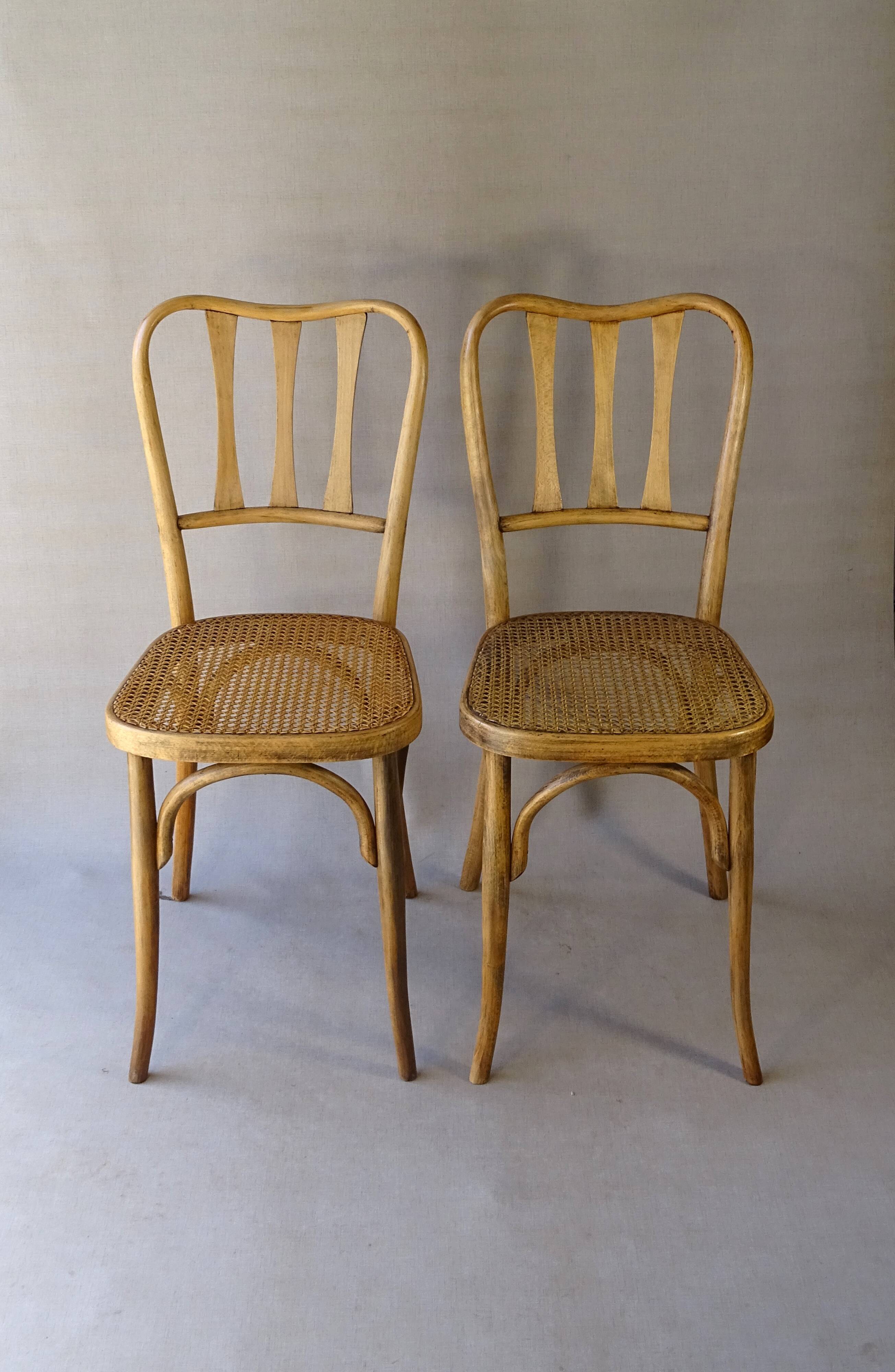 2 caned bistro chairs, Horgen Glarus (Switzerland), around 1925 - no Thonet.