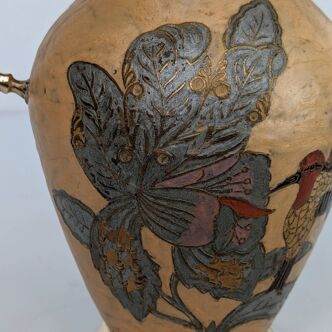 Pitcher, Hand painted brass jug
