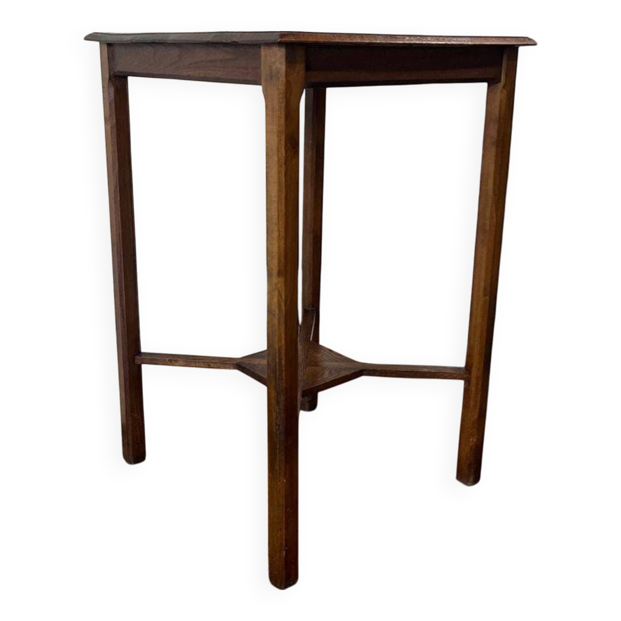 Table d'appoint/plante/étagère vintage haute en bois brun
