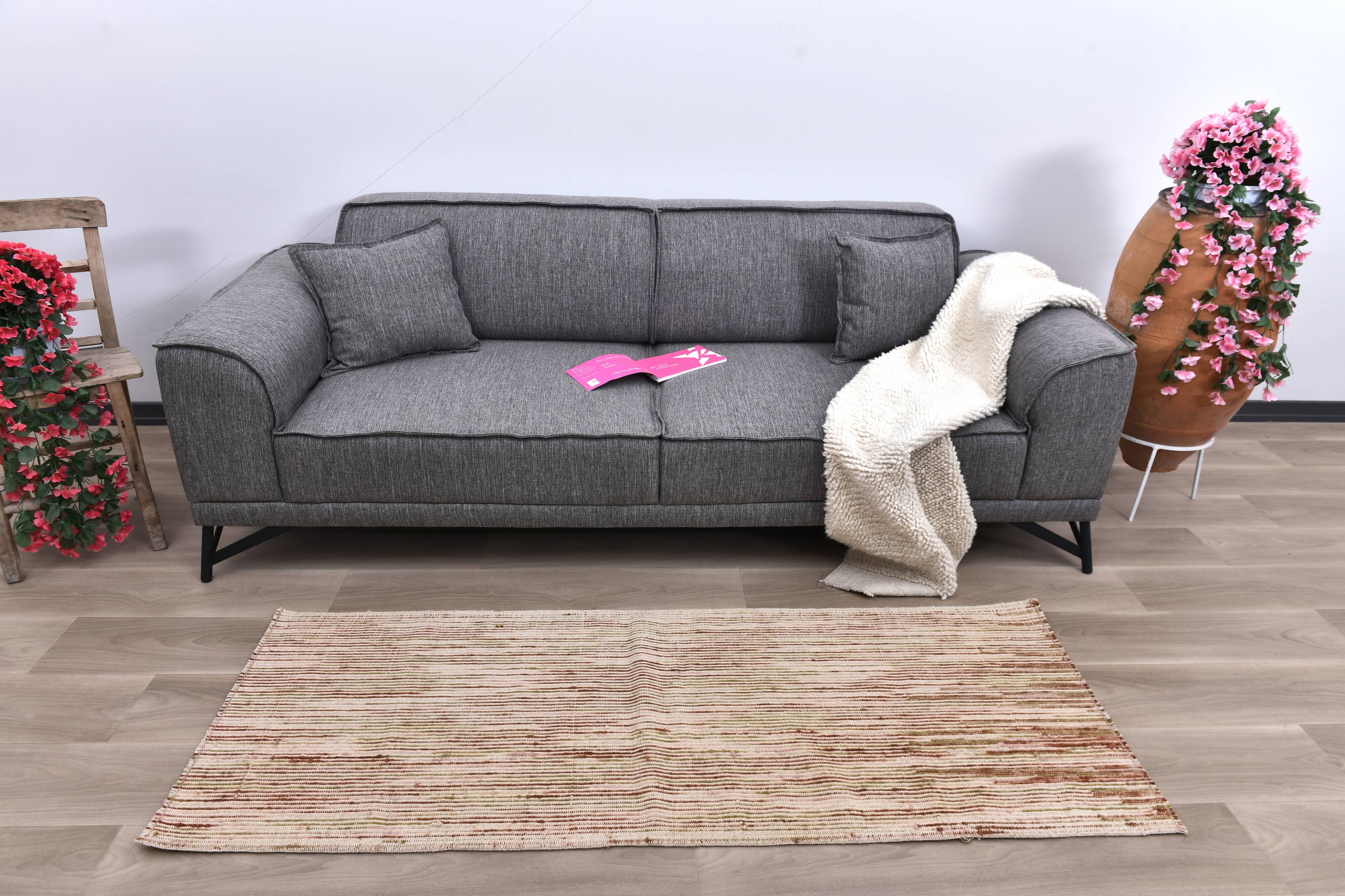 Terracota wool kilim rug 68x181 cm Turkish wool kilims.