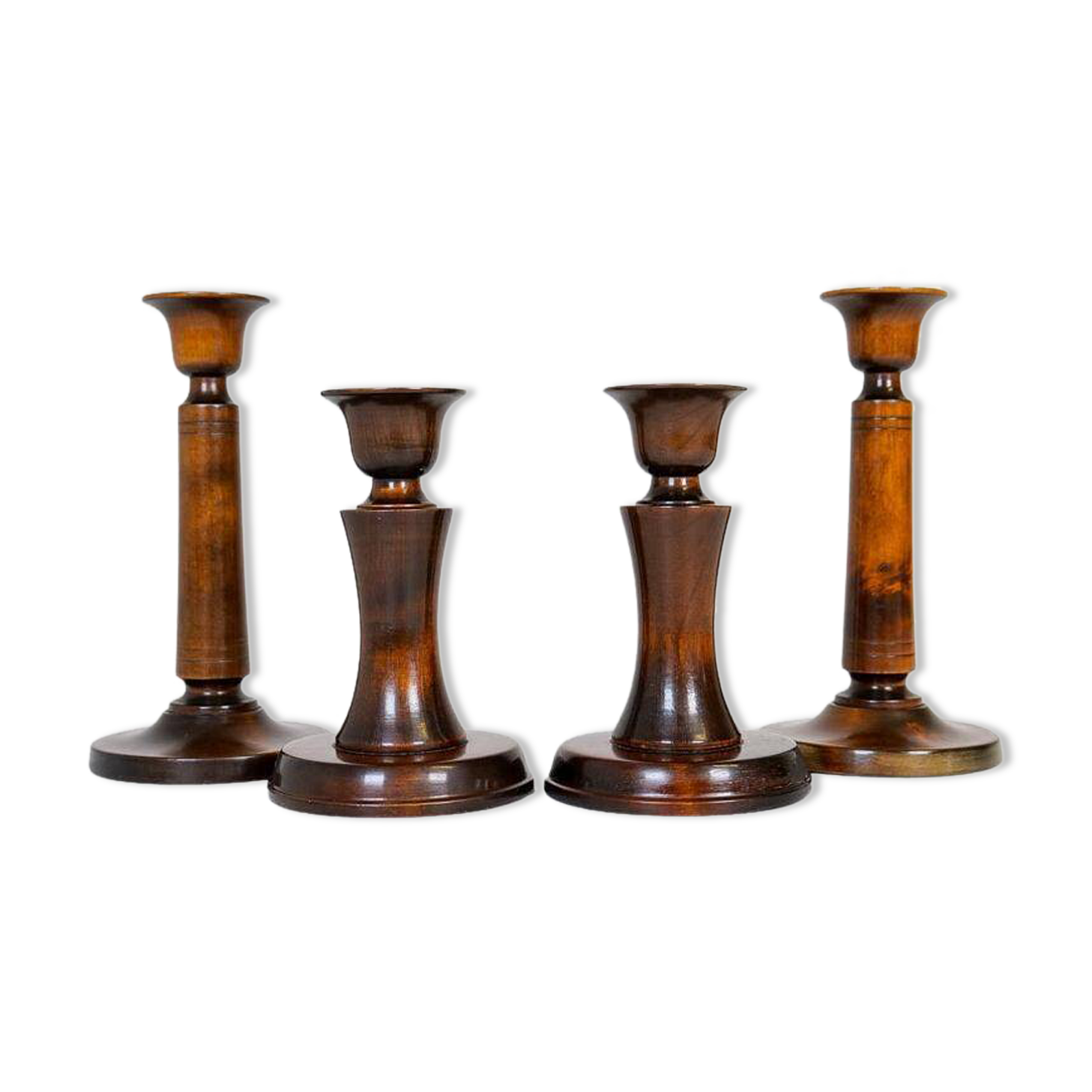 Mid-century set of 4 birch candlesticks by Carl Malmsten, Sweden, 1960s.