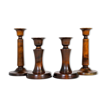 4 bougeoirs en bouleau Carl Malmsten Suède années 1960