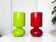 Pair glass table lamps red and green
