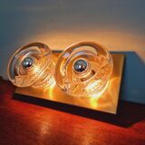 Double wall light in brass and glass, Space Age style, Cosack, 1970