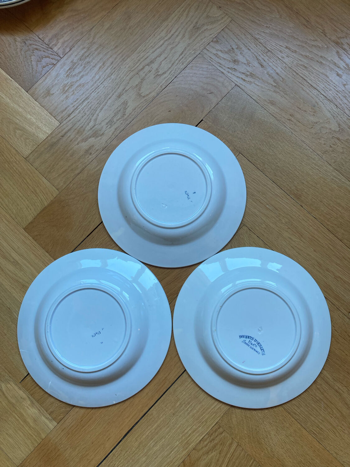 Deep plates Sarreguemines with carnation bouquets