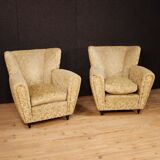 Pair of design armchairs in velvet from the 50s