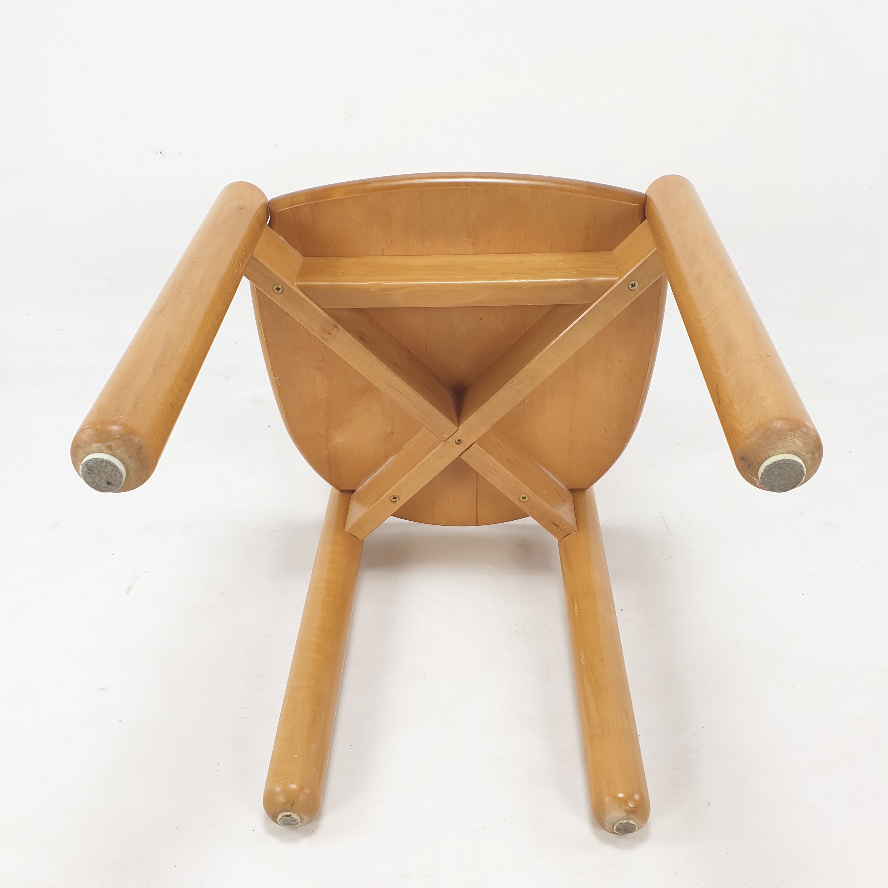 Set of 4 oak wood dining chairs, 1980s