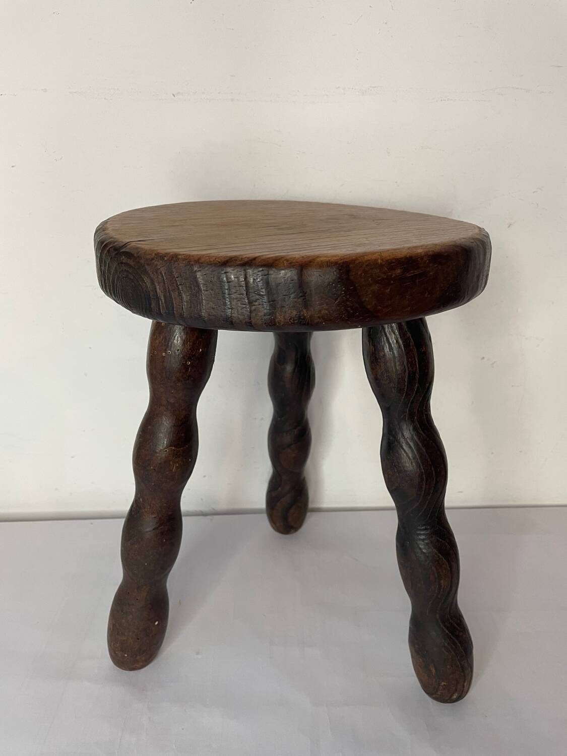 Brutalist wooden stool