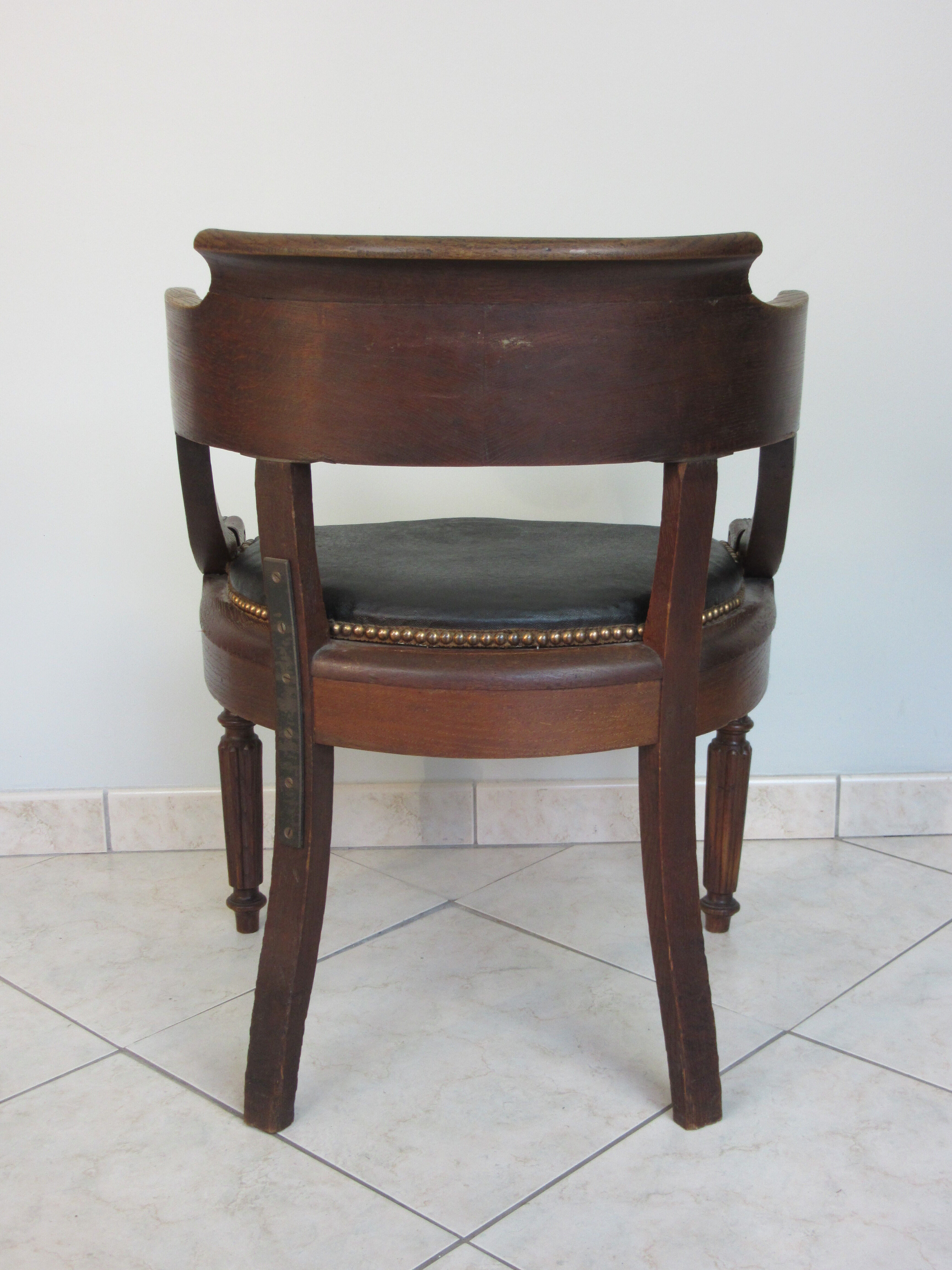 Fauteuil de bureau bois et cuir