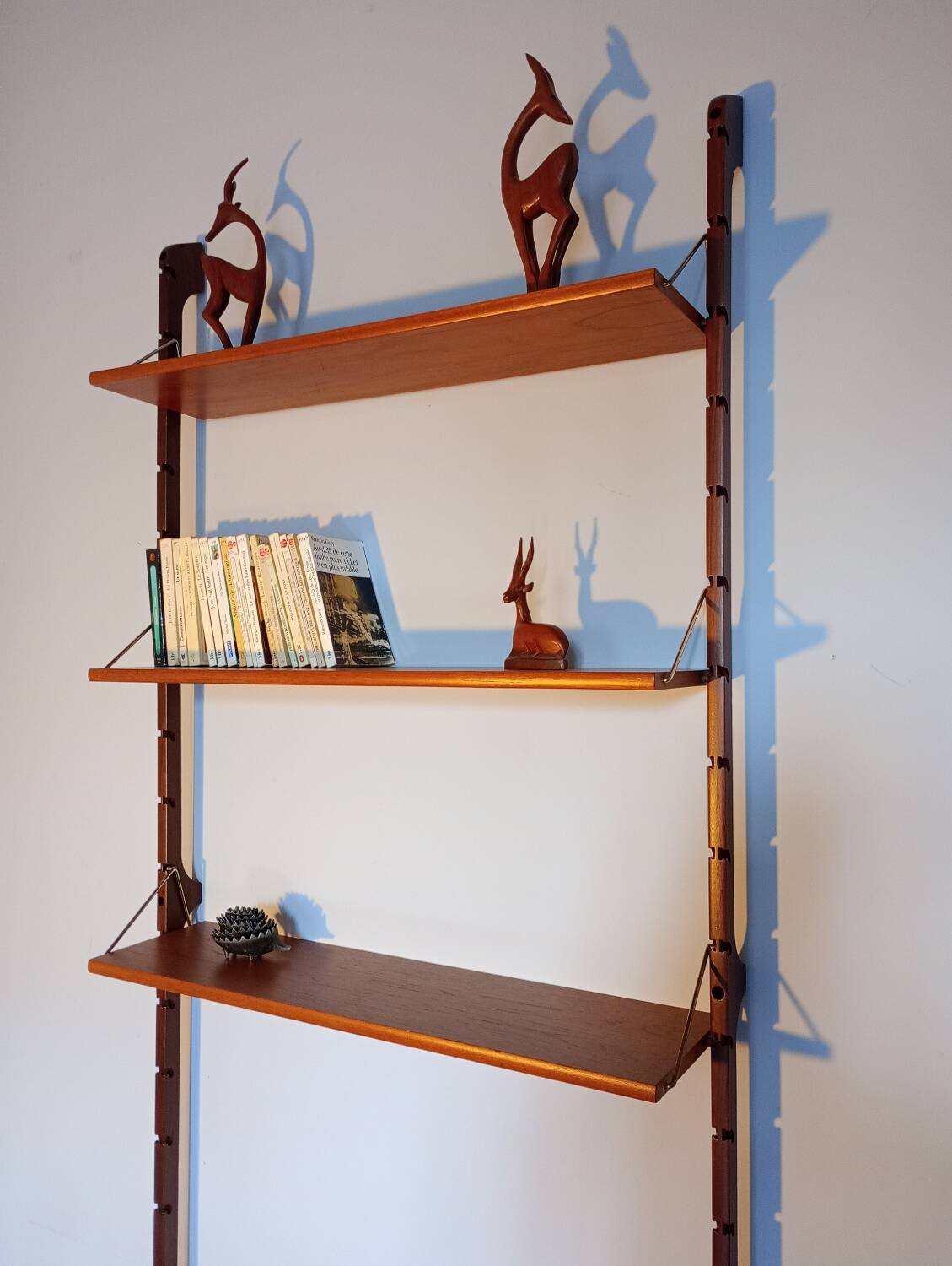 Ergo wall-mounted teak shelves, Vintage Scandinavian 1960s