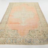 6x9 Peach Orange Turkish Vintage Rug, 192x288Cm