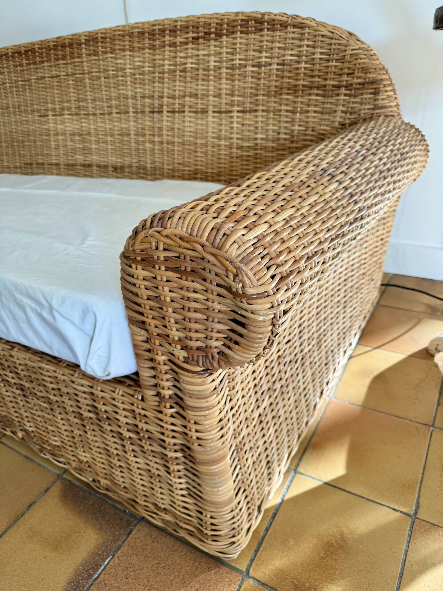 3 seater rattan sofa from Conran shop vintage