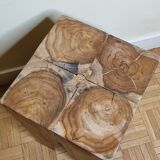 Brutalist stool in solid teak