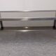 Table basse à 2 plateaux en inox brossé et verre fumé, France vers 1970