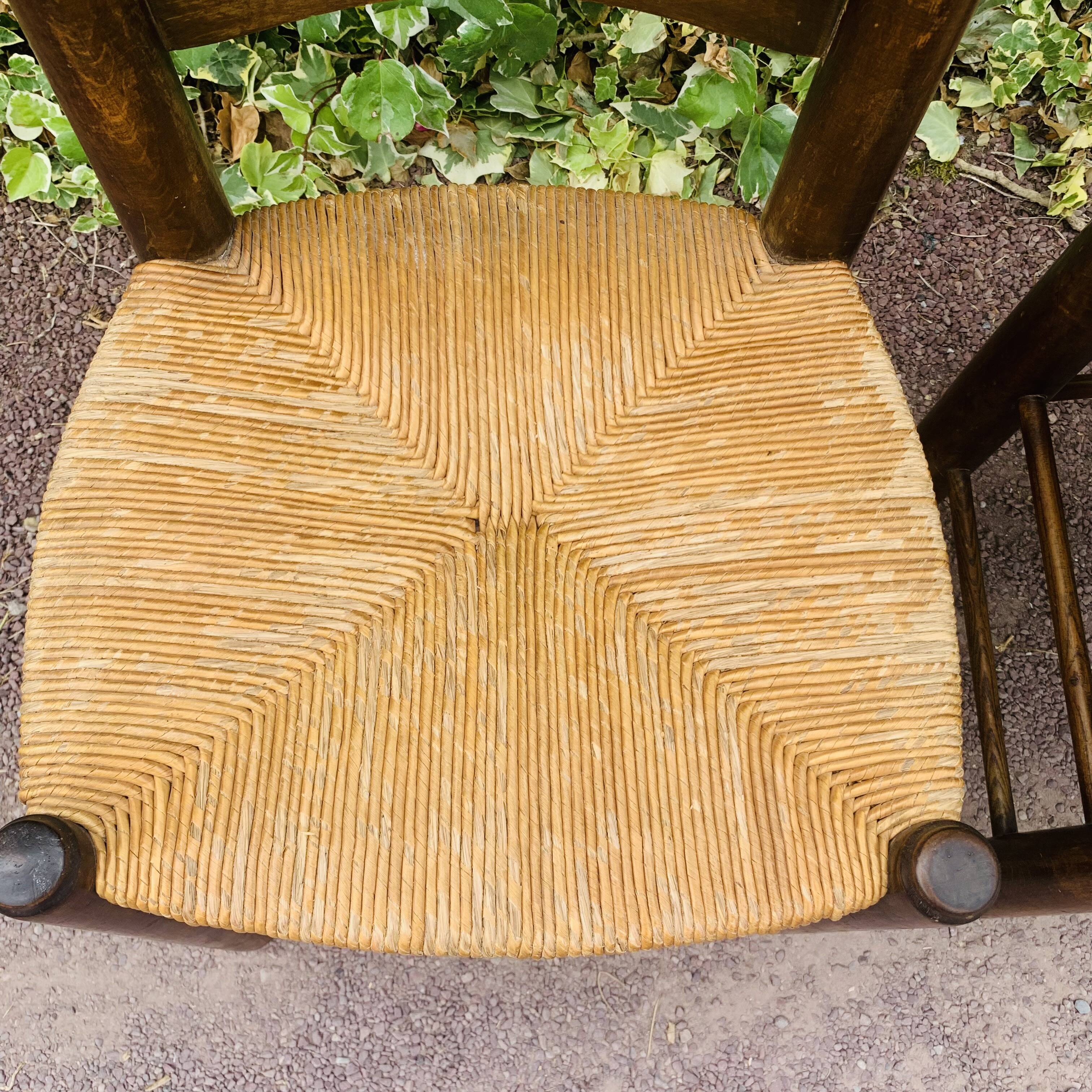 Paire de chaises bois et paillage