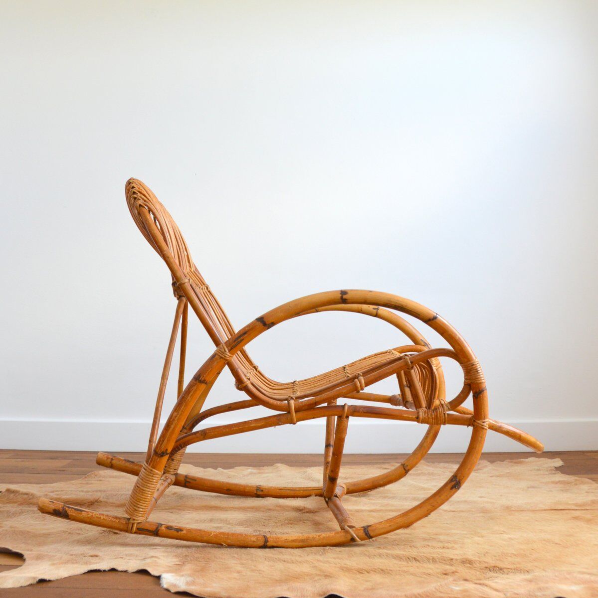Rattan rocking chair Rohe Noordwolde 50s / 60s