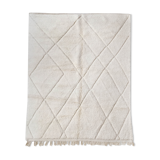 Moroccan Berber carpet blessed ouarain ecru plain with engraved diamonds 302x210cm