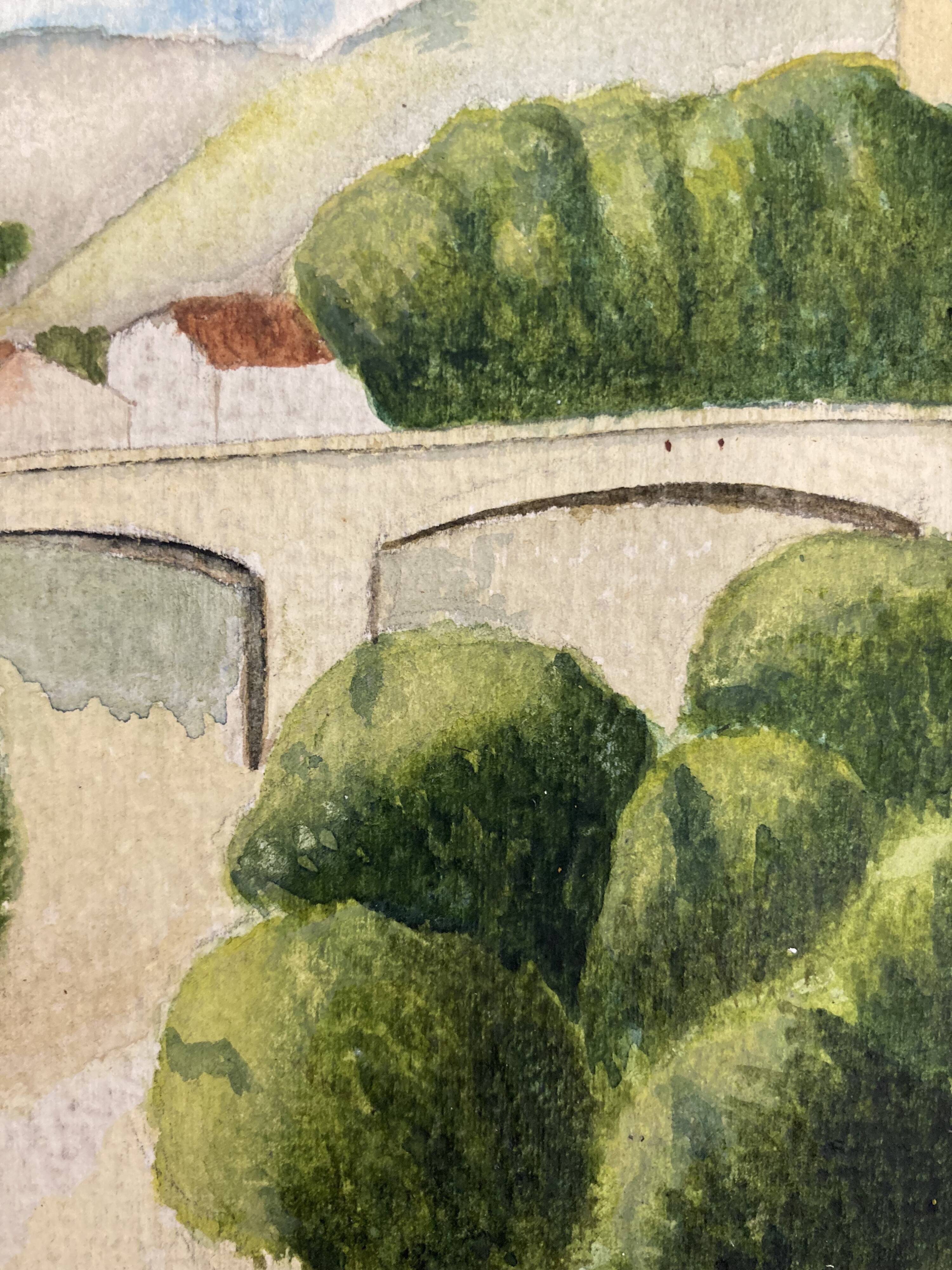 Watercolor seaside landscape recto/verso