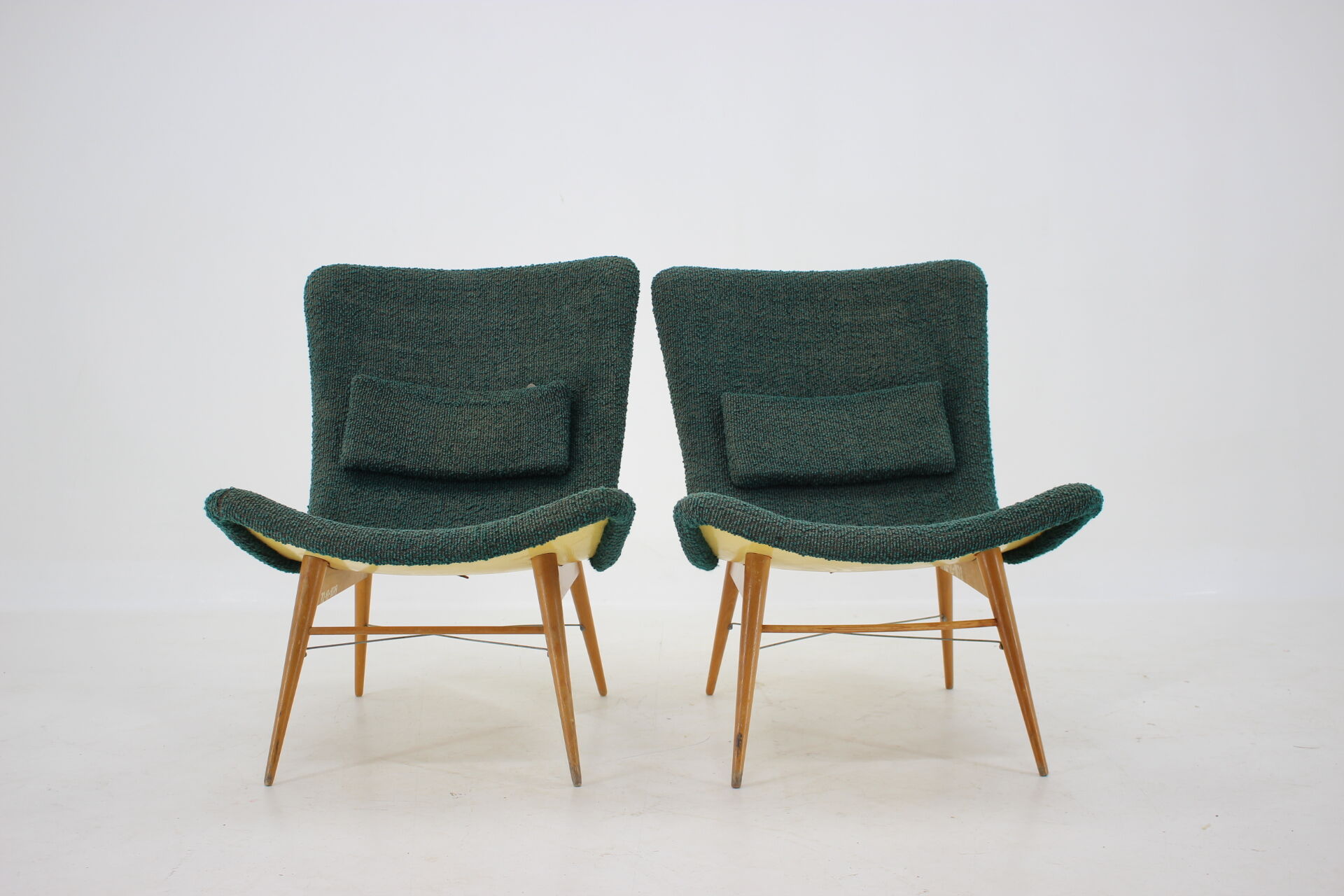 1960s Pair of Miroslav Navratil Shell Lounge Chairs, Czechoslovakia