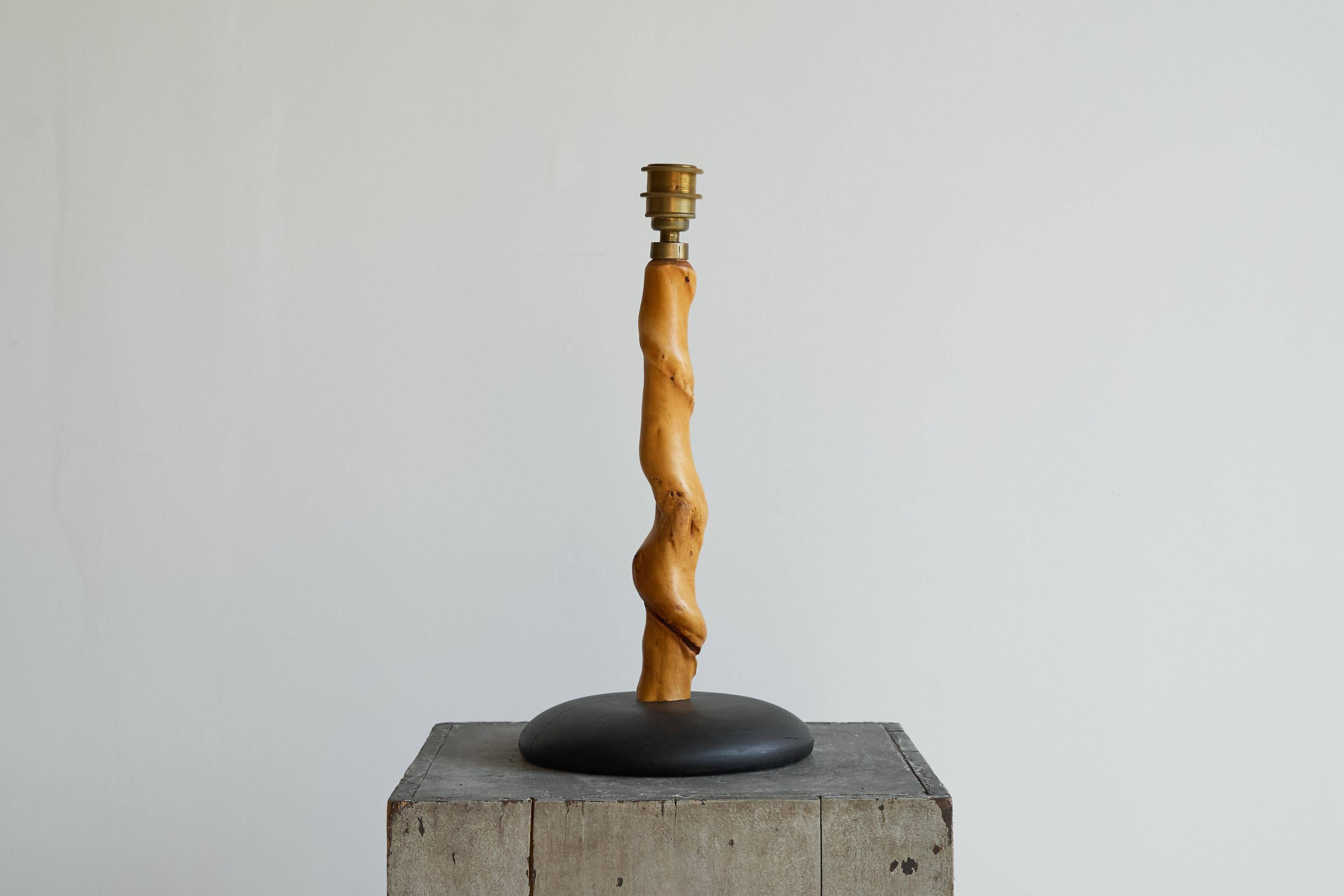 Table lamp acacia trunk oak 1950s