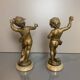 Two bronze statues, Auguste Moreau 'putti' (h25cm) 19th century sculpture