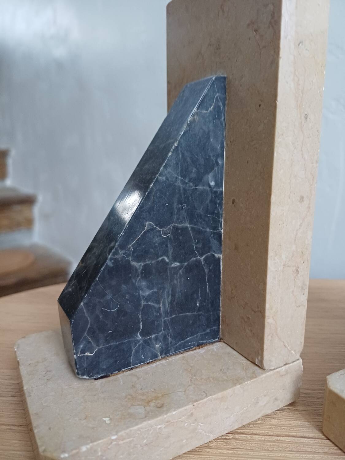 2 Stone Bookends – Art Deco Minimalist Design, France, c. 1930s–1950s