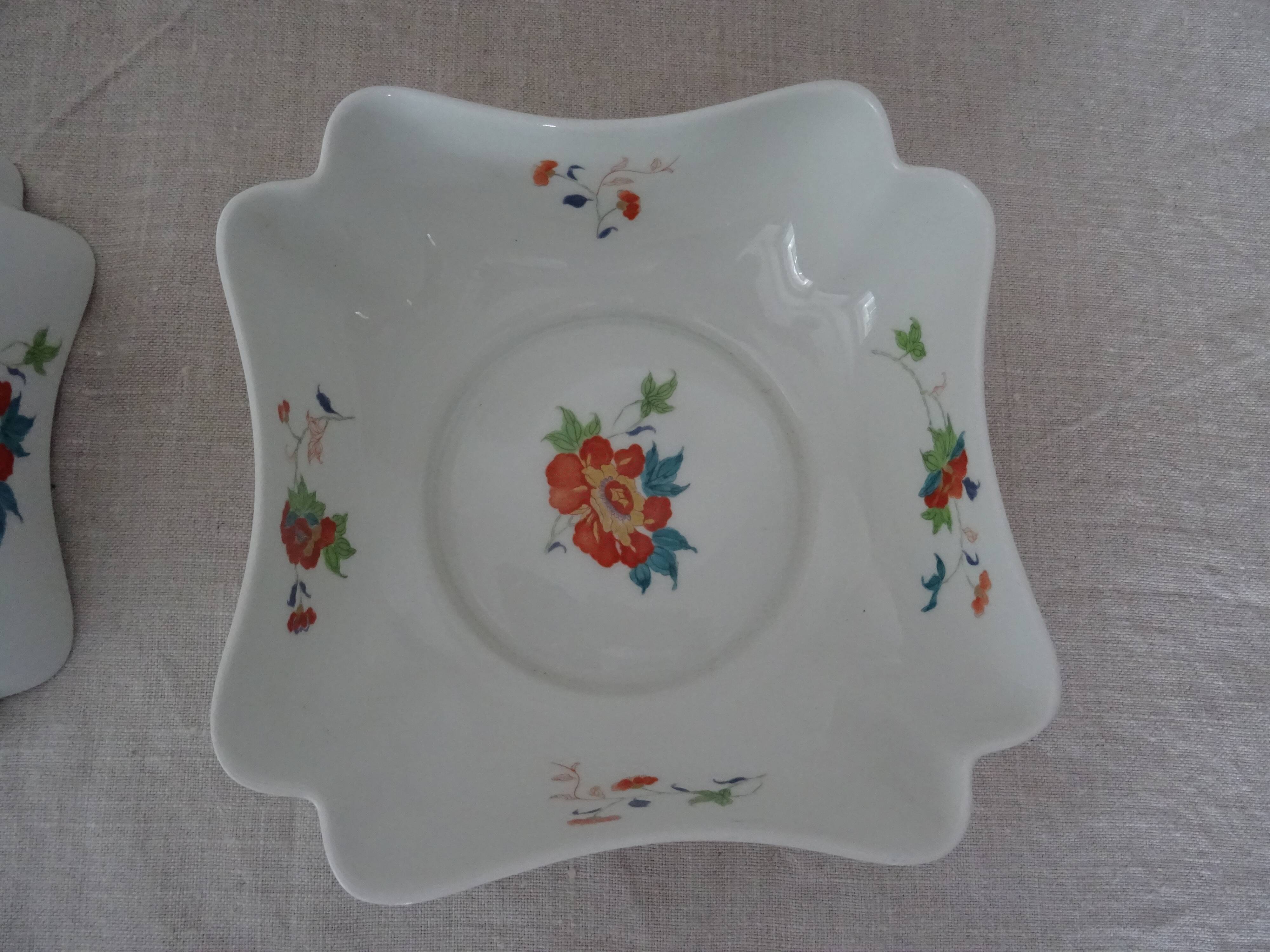 2 salad bowls jattes porcelain Limoges Raynaud & cie Japanese decoration enhanced gold