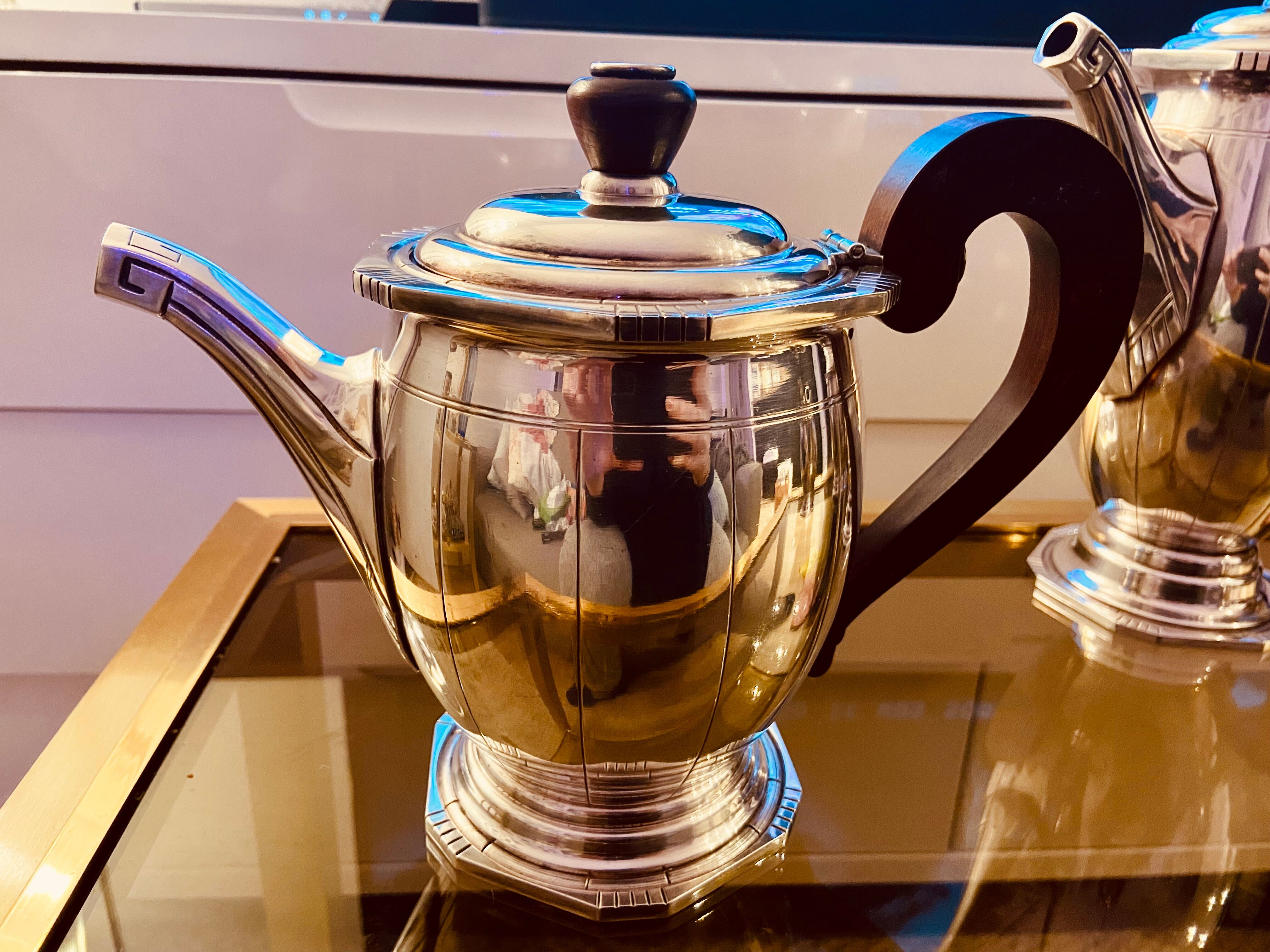 Art Deco coffee set in silver metal