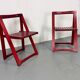 Mid-century Italian red foldable chairs by Aldo Jacober for Bazzani, 1960s, set of 2