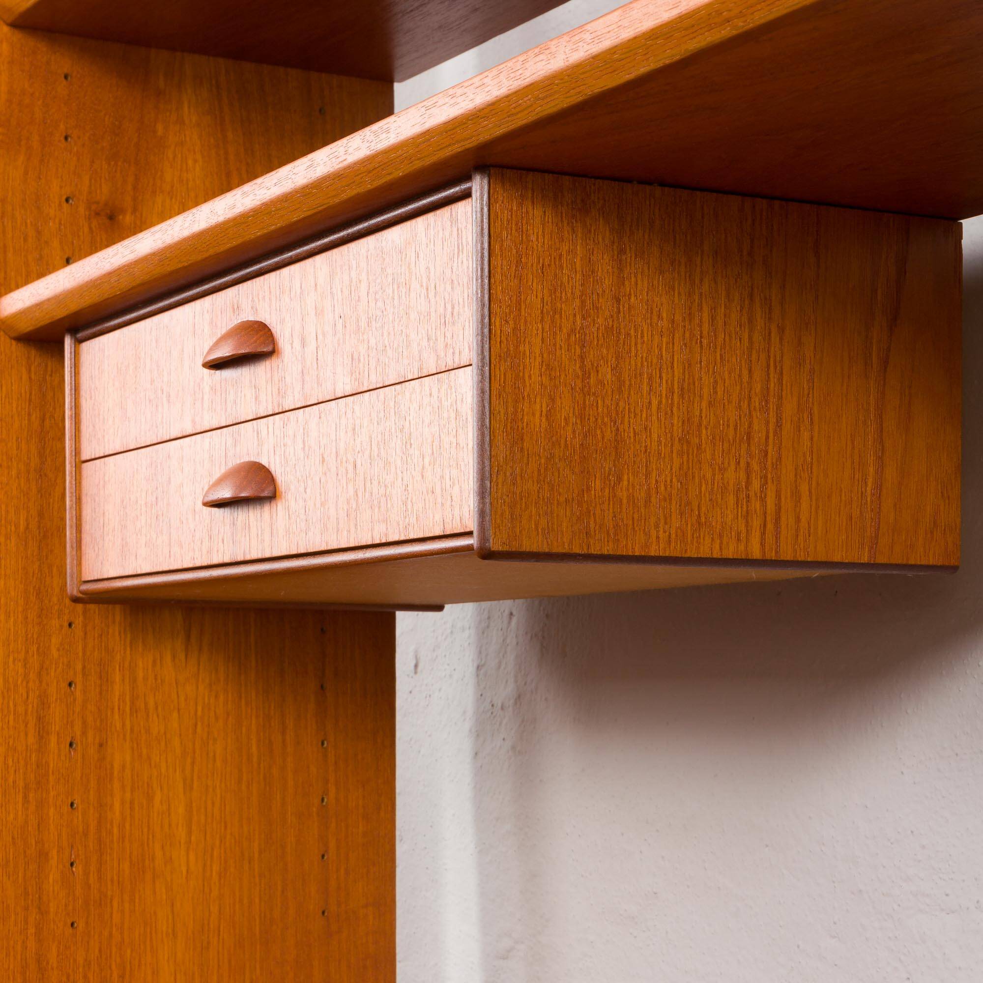 Danish vintage teak bookcase with a hidden desk, 1960s