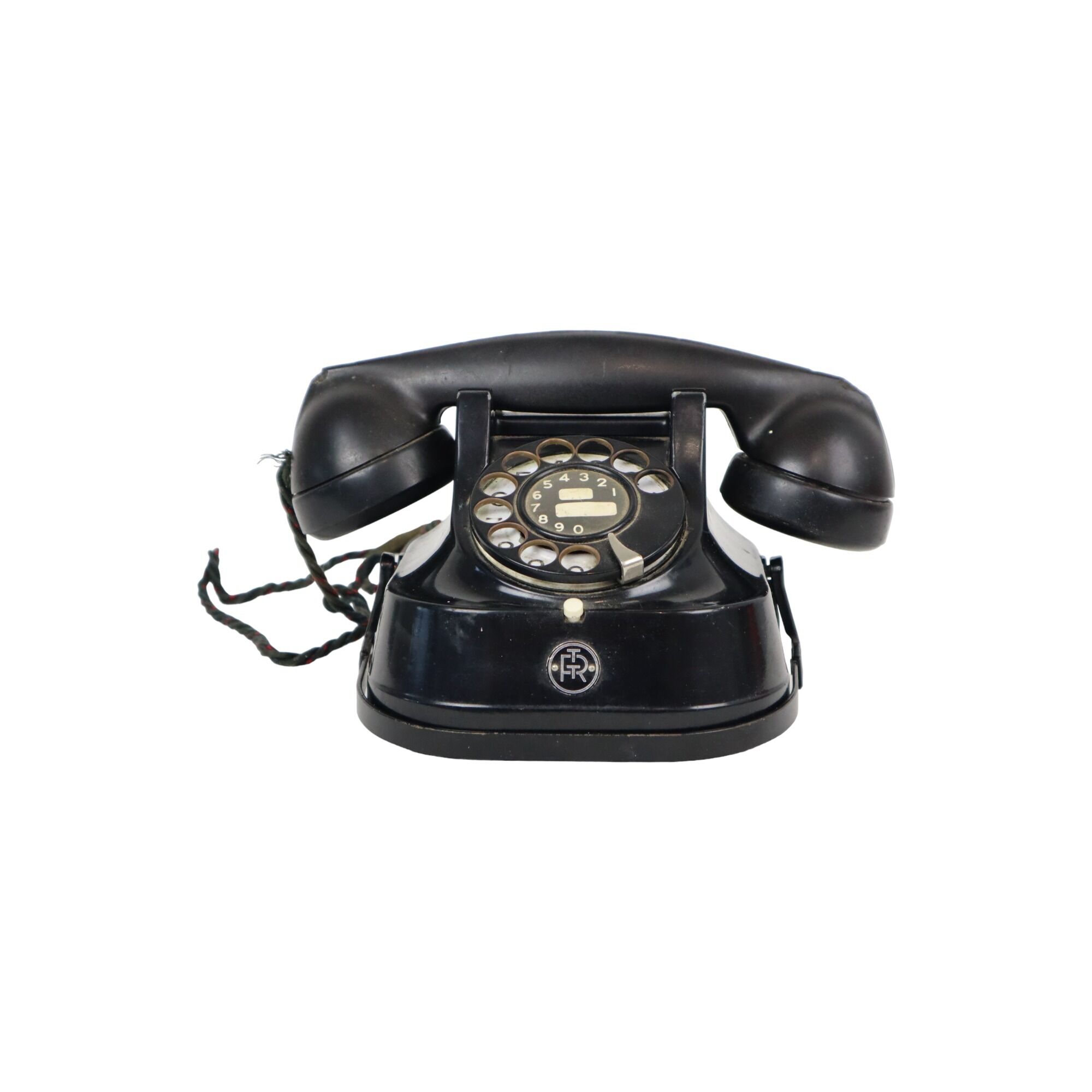 Old rotary dial telephone black metal bakelite rtt 1965