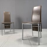 Vintage belgian leather dining chairs set of 8 - 1980s
