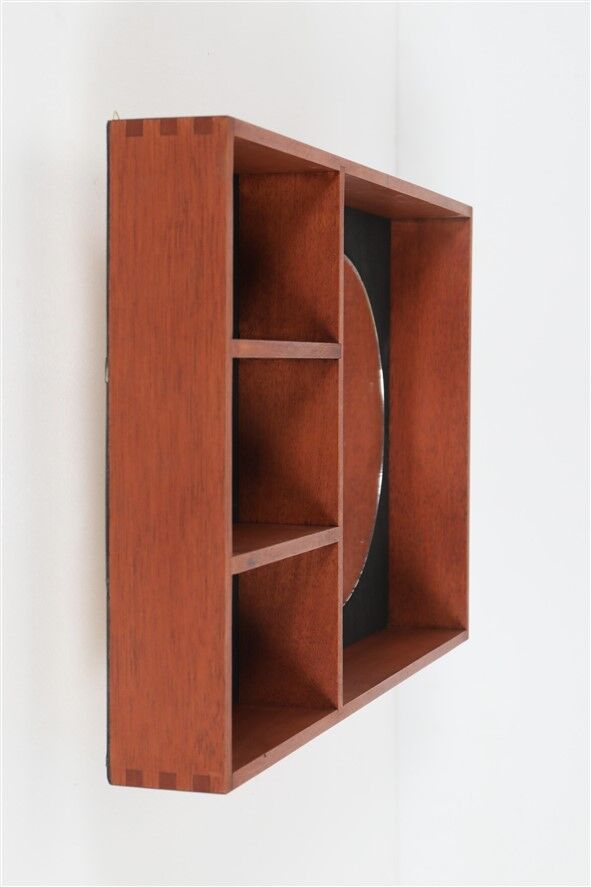 Mid-century wall shelf with mirror / 1960s / 1970s / Danish modern design / black