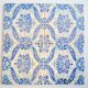 4 glazed ceramic tiles, flowers, 60s