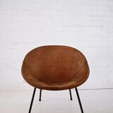 Vintage balloon suede easy chair, 1960s, Hungary
