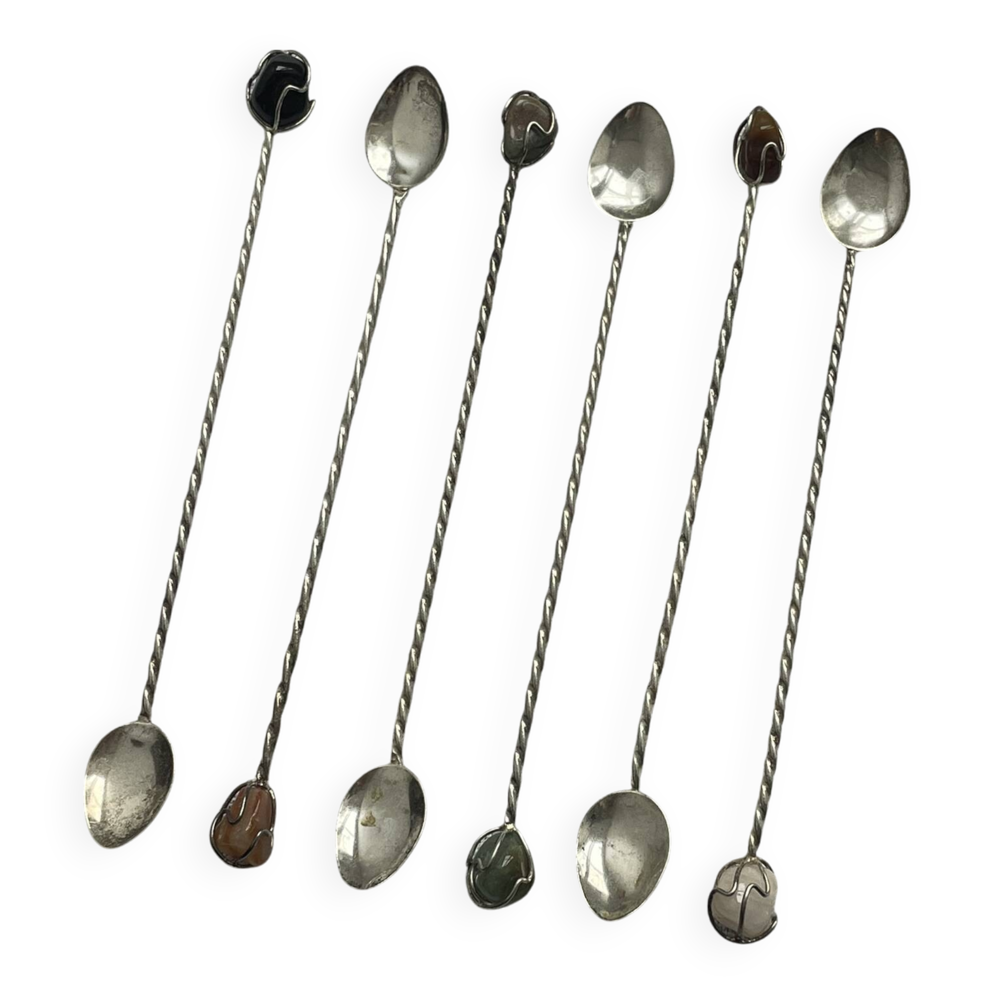 Large twisted spoons with semi-precious stones