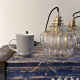 Set of two vintage amber pendant lights