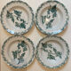 Set of 4 hollow plates, foliage decorations, Manufacture de St-Amand-les-Eaux