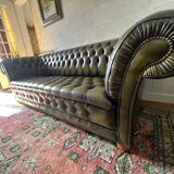 Chesterfield English green 3 seater genuine leather