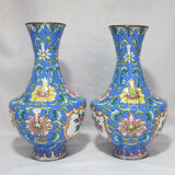 Pair of Chinese vases in enamelled bronze