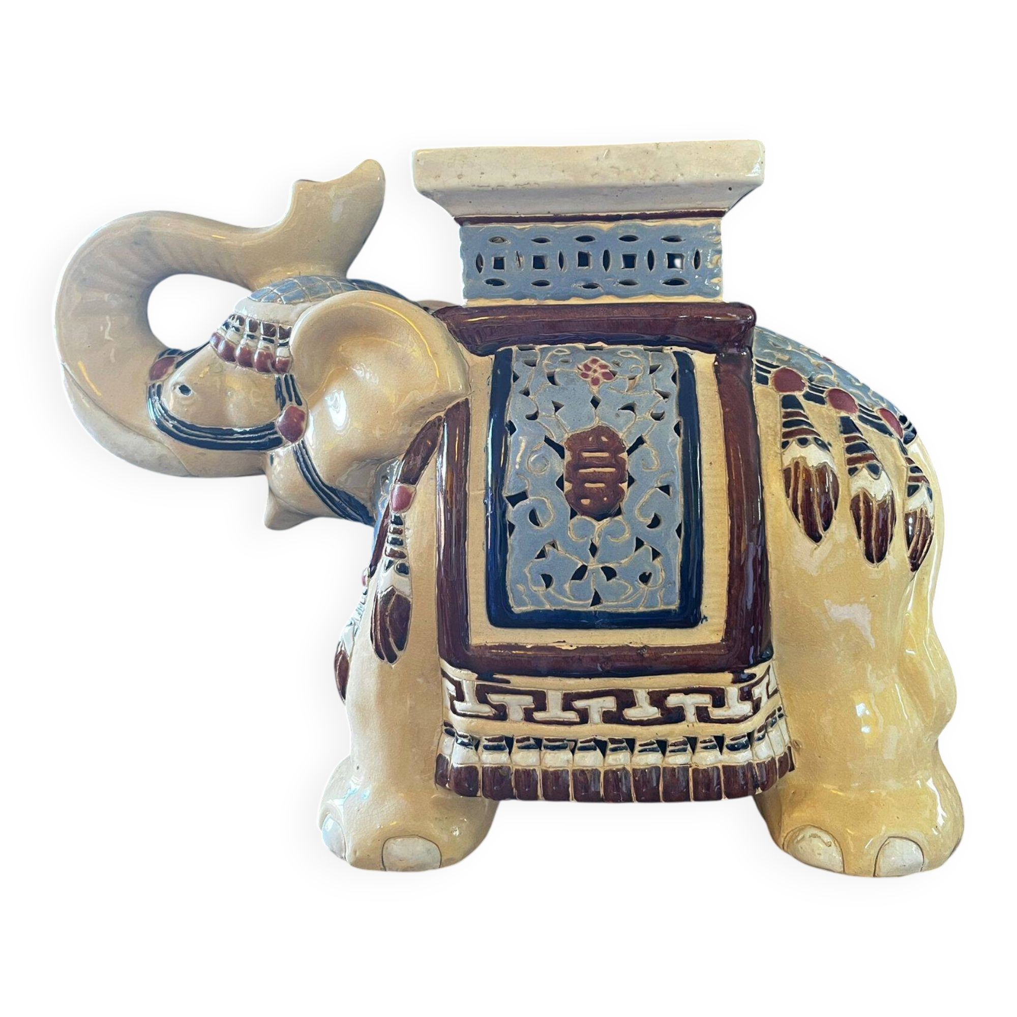 Elephant plant pot ceramic 1970s - xl - blue -