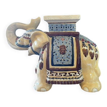 Porte plante elephant ceramique 1970's - xl - bleu -