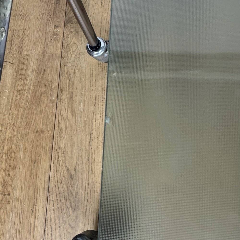 Modernist chrome and vintage frosted glass serving trolley