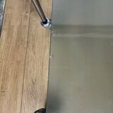 Modernist chrome and vintage frosted glass serving trolley