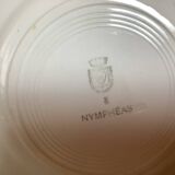Six old flat earthenware plates from the 1930s, water lilies model