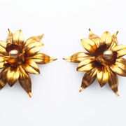 Large pair of italian gilt florentine wall lights 1970
