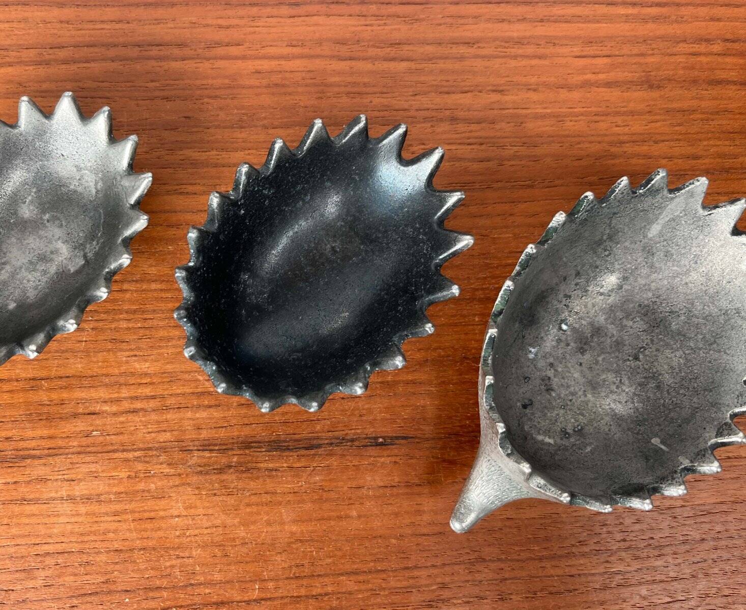 Stackable metal ashtray hedgehog mid-century USSR, 1960s, set of 6