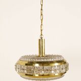 Vitrika 'Prizmpendel' brass and pressed glass pendant lamp